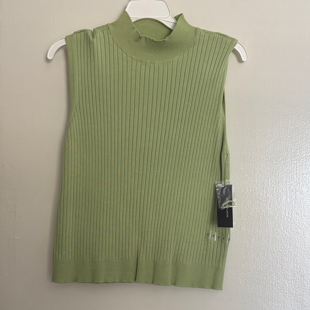 Worthington Sage Ribbed Sleeveless Top